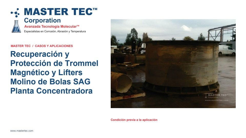 Portada - Trommel Magnético y Lifters Molino de Bolas SAG