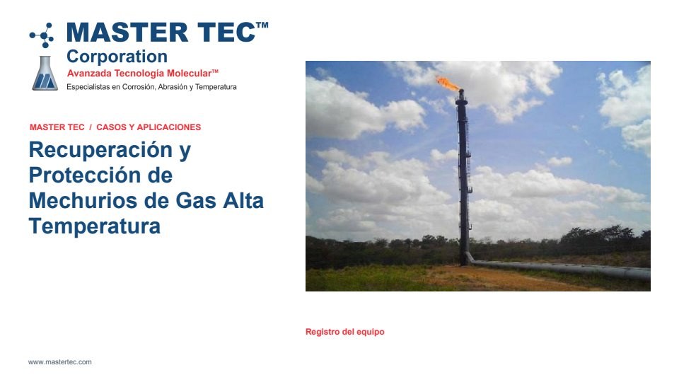 Portada - Recuperación y Protección de Mechurios de Gas - Alta Temperatura